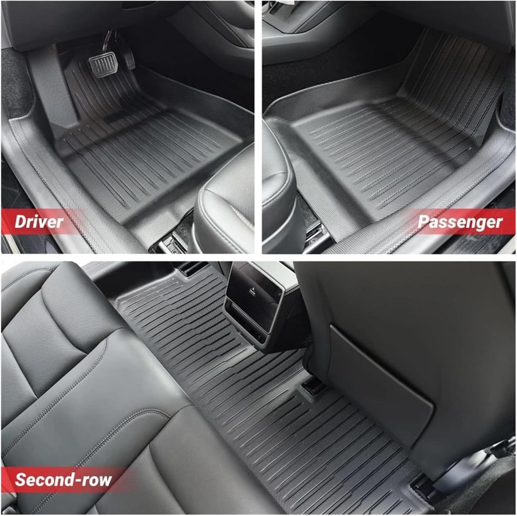 Fully Protection Floor Liners 2024 2025 Compatible with Tesla Model 3 Highland Floor Mats with Door Sill Protector Front Rear Cargo Liner(8PCS Set)