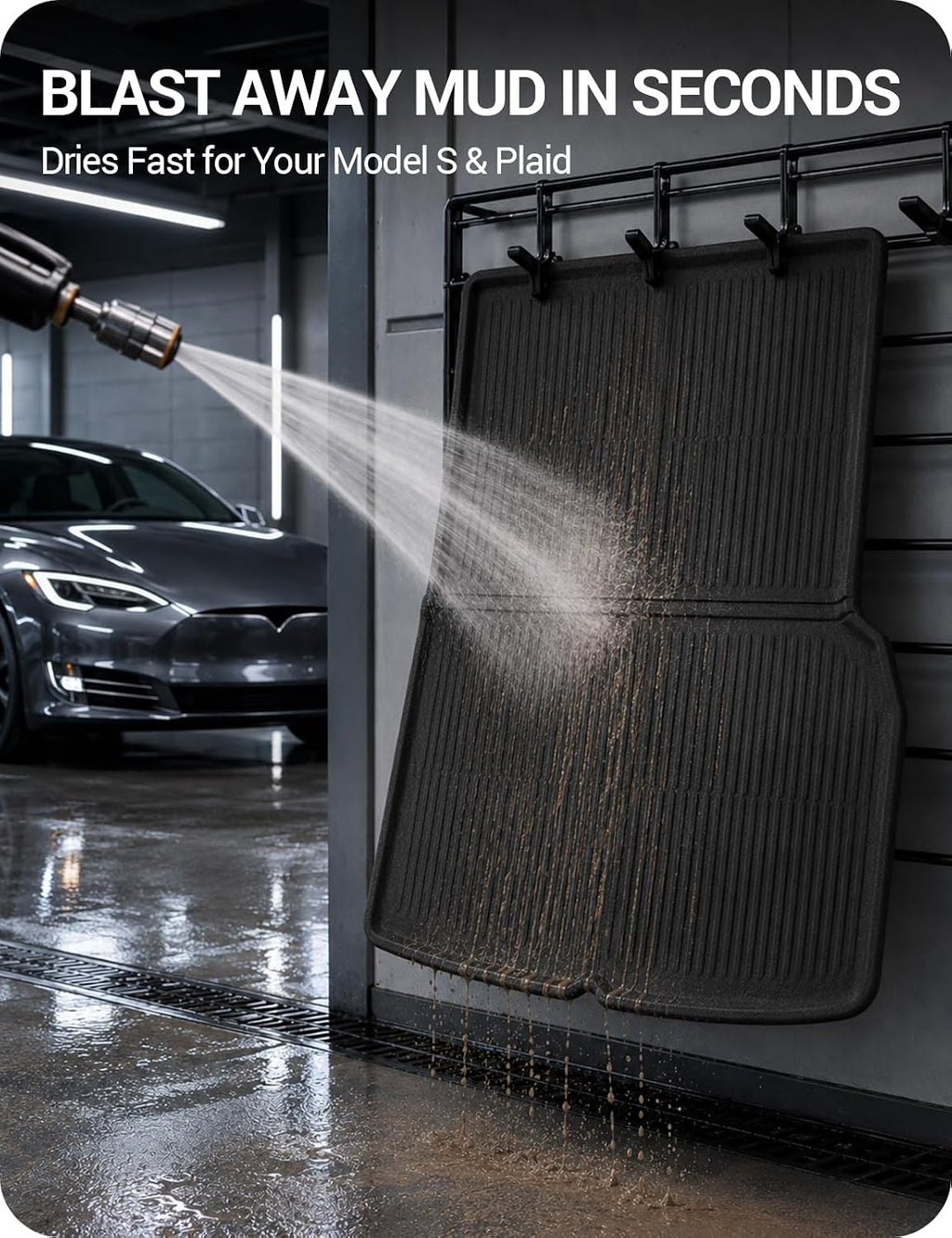 BASENOR 7PCS Floor Mats for 2021-2026 Tesla Model S & Plaid (Proprietary Design), All-Weather Premium 3D Material Liners (Cabin, Frunk, Trunk & Sub-Trunk), Odorless & Anti-Slip Model S Accessories