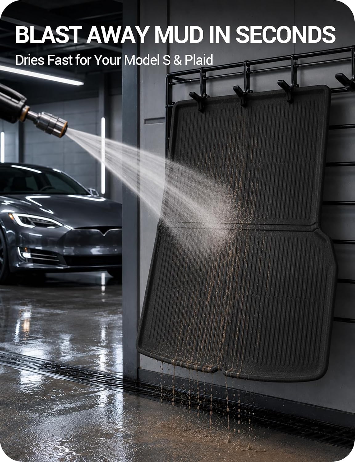 BASENOR 7PCS Floor Mats for 2021-2026 Tesla Model S & Plaid (Proprietary Design), All-Weather Premium 3D Material Liners (Cabin, Frunk, Trunk & Sub-Trunk), Odorless & Anti-Slip Model S Accessories