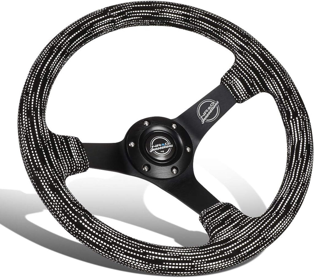 Auto Dynasty NRG Innovations Reinforced RST-036MB-SA-H Aluminum 350mm 3 Inches Deep Dish Black Spokes Steering Wheel