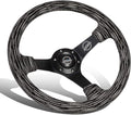 Auto Dynasty NRG Innovations Reinforced RST-036MB-SA-H Aluminum 350mm 3 Inches Deep Dish Black Spokes Steering Wheel