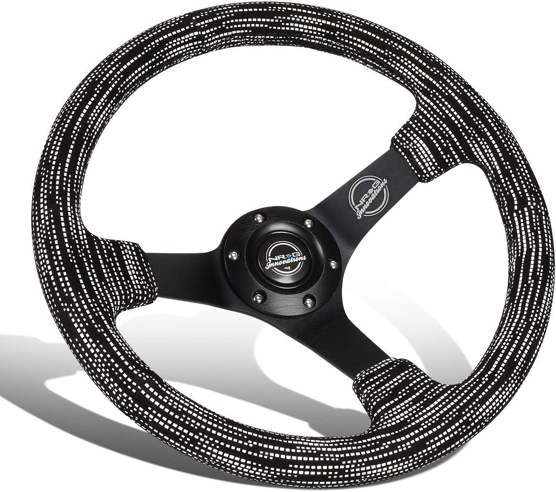 Auto Dynasty NRG Innovations Reinforced RST-036MB-SA-H Aluminum 350mm 3 Inches Deep Dish Black Spokes Steering Wheel