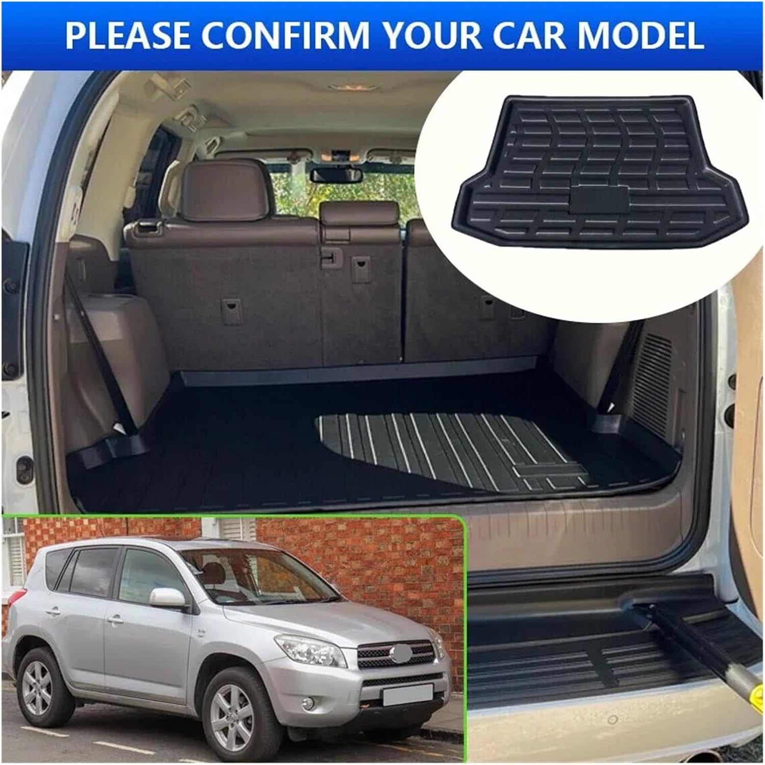 Compatible with Toyota RAV4 RAV 4 2008 Vanguard 2007 XA30 2006~2012 2009 Rear Trunk Tray Cargo Boot Liner Mat Floor Carpet Car Accessories