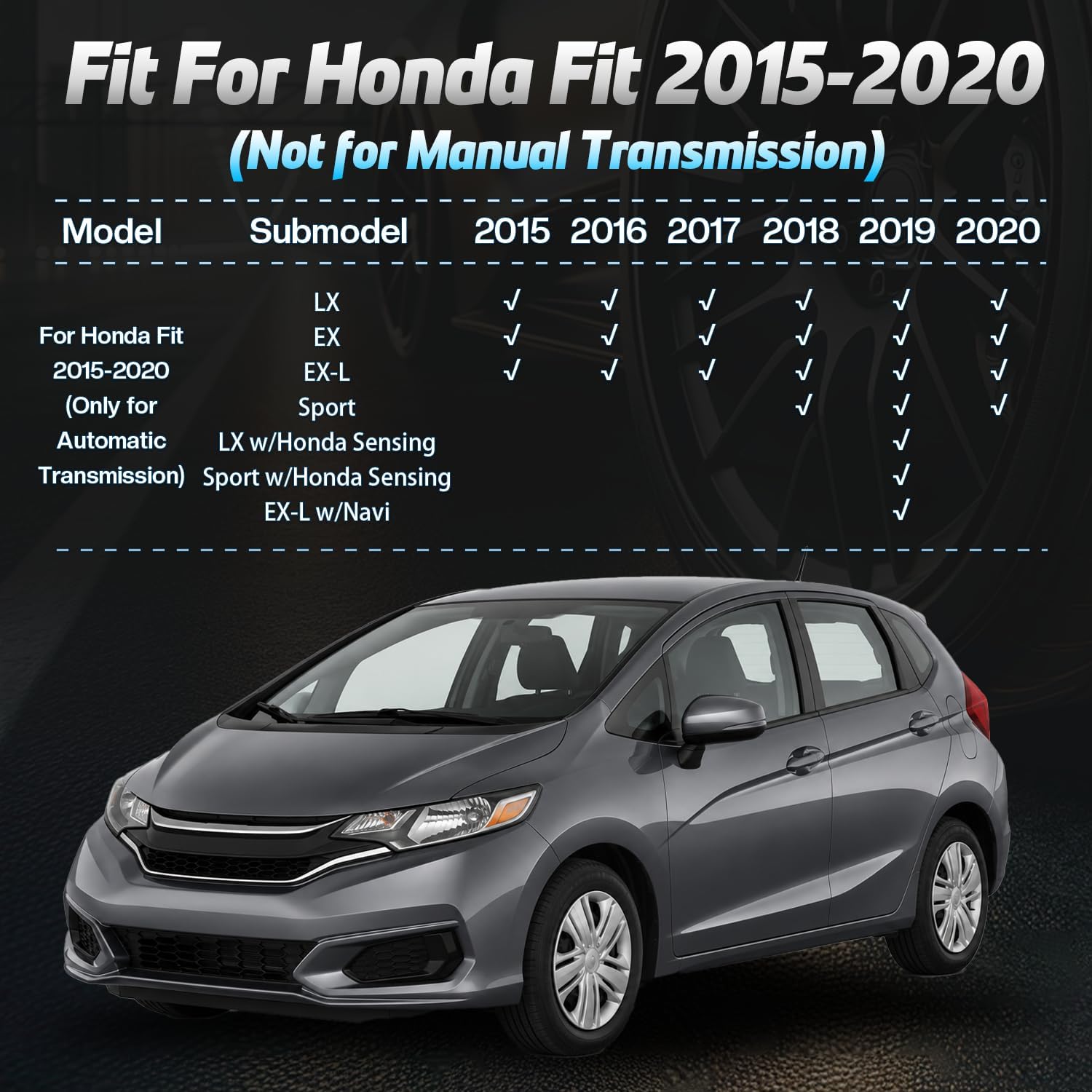 Floor Mats Compatible with Honda Fit 2015-2020 (Not for Manual Transmission),All Weather Protection Duarble TPE Cargo Liner with Backrest Mats Accessories Compatible with Honda Fit 2015-2020