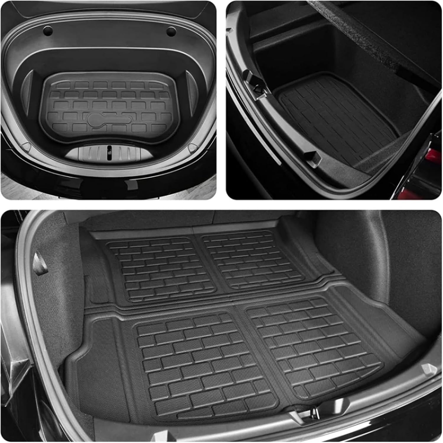 2024 Compatible with Tesla Model 3 Highland Floor Mats XPE All Weather Front Rear Cargo Liner Mat Waterproof Anti-Slip 3D Trunk Mats(6pcs Model 3 RHD)