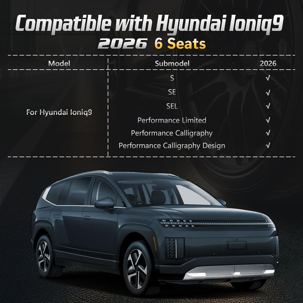 Floor Mats Compatible with Hyundai ioniq 9 2026 (6 Seats),All Weather Protection Duarble TPE Cargo Liner with Backrest Mats Accessories Compatible with Hyundai ioniq9 2026 (6 Seats)