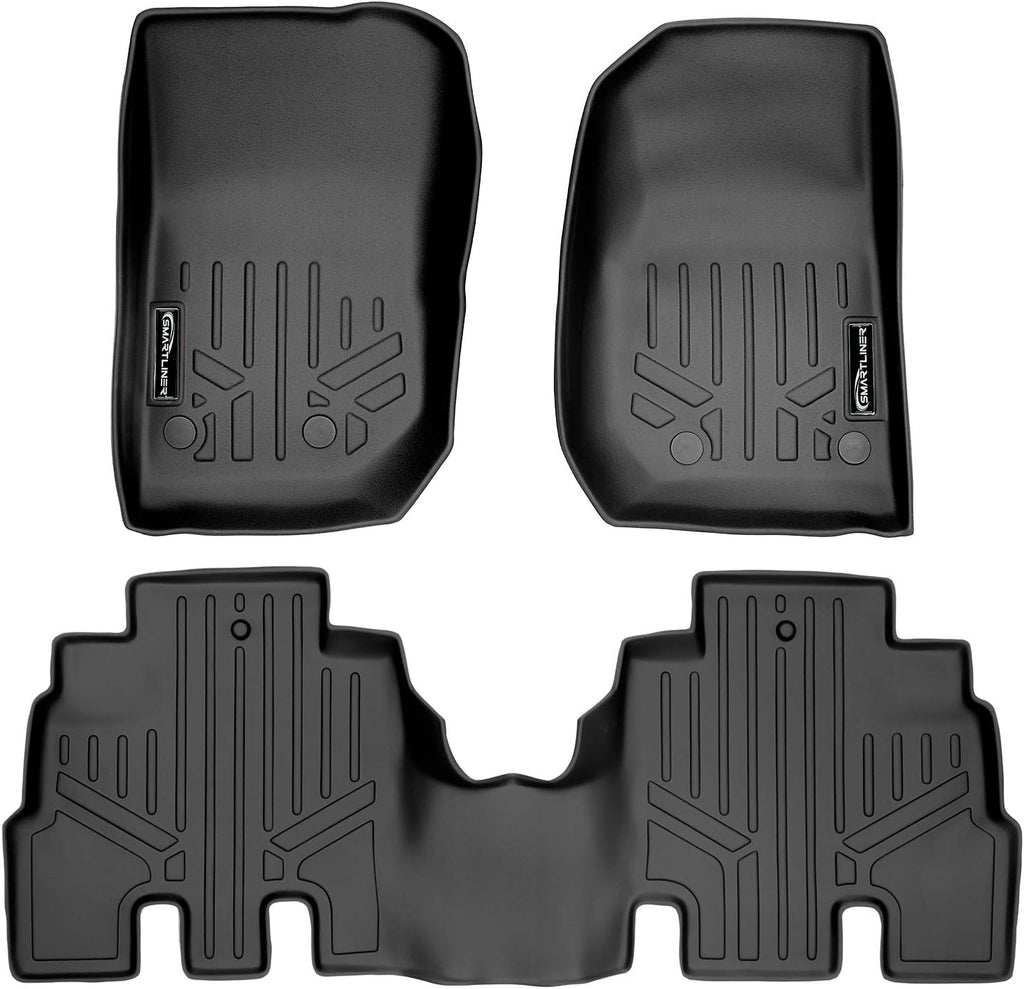 SMARTLINER Custom Fit Floor Mats 1st and 2nd Row Liner Set for 2014-2014 Jeep Wrangler