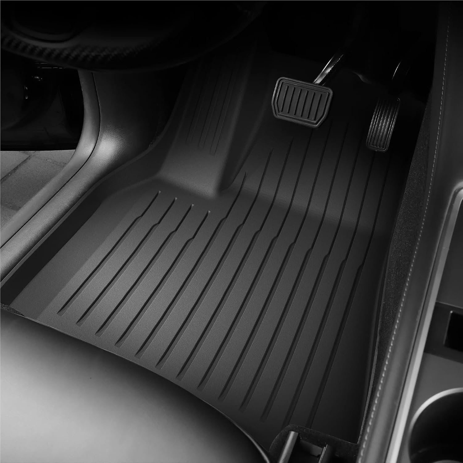 Compatible for Tesla Model Y 2021-2024 TPE 3D Car Floor Mats Cargo Liner Trunk Pad Protection Waterproof All Weather Black(Model Y LHD 3PCS)