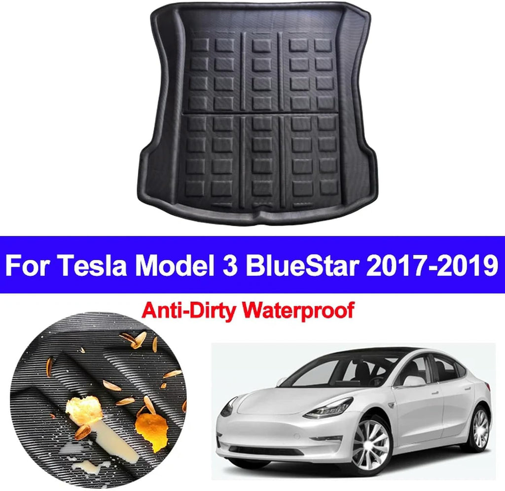 Car TPE Trunk Mat Boot Liner Cargo Floor Luggage Carpet Trunk Boot Liner Tray Accessories,for Tesla Model 3 Bluestar 2017-2019