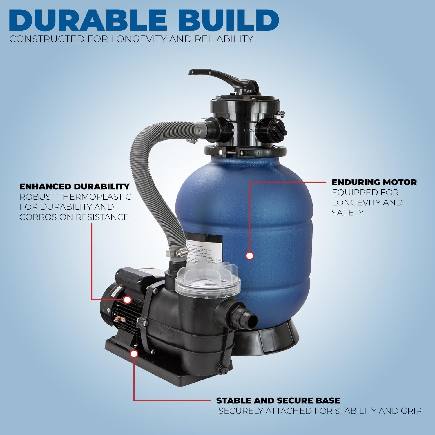 XtremepowerUS 13' Sand Filter 0.75 HP Pool Pump 4 Way Valve for Above Ground Pool Set with Stand Up To 10,000 Gallons, 2400GPH 1-1/4'NPT