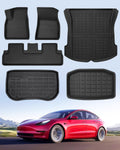 TAPTES for Tesla Model 3 Floor Mats 2020 2019 2018 2017, 6 PCS All Weather Floor Mats Trunk Rear Cargo Liners for Model 3 Accessories 2017-2020 (Before June 2020)