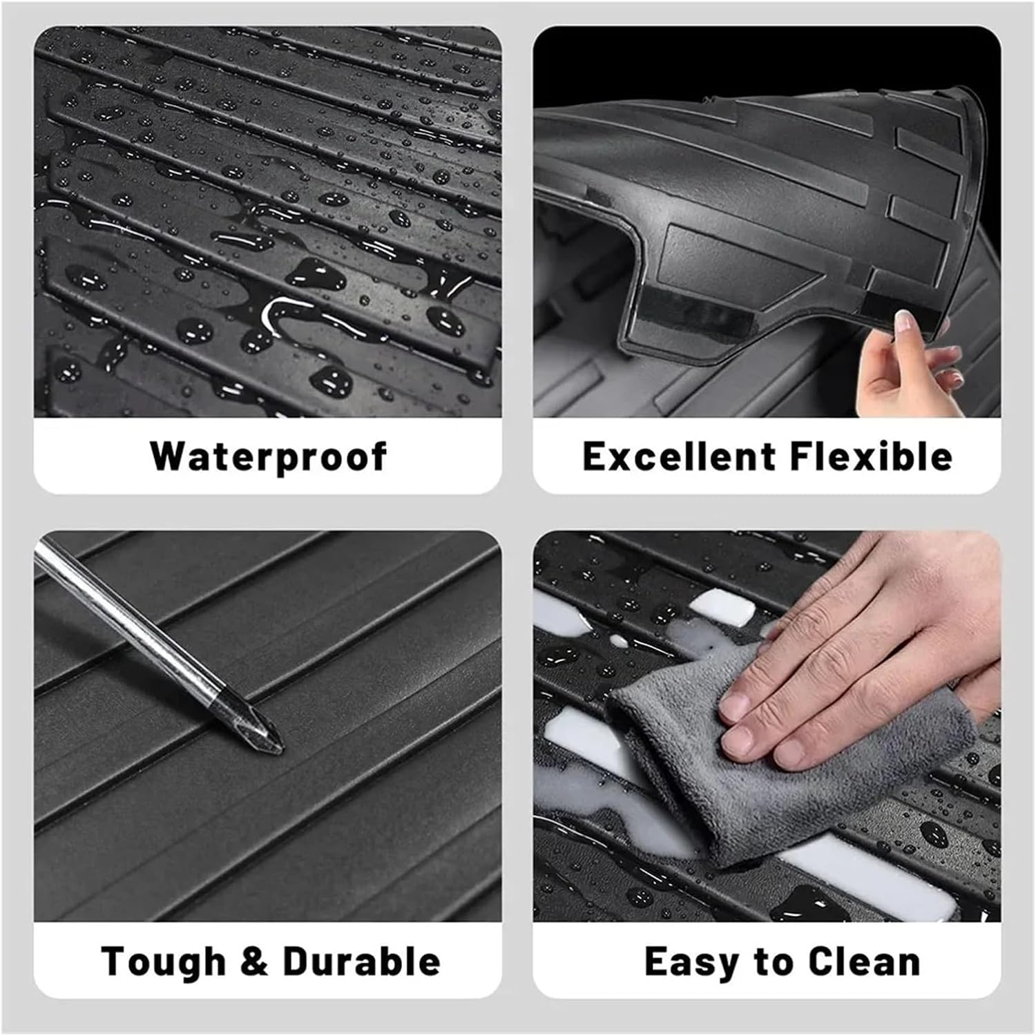 Floor Mat Cargo Liner Backrest Mat 2019-2024 2025 Compatible with Toyota Rav4 All-Weather Floor Liners Trunk Mat Back Seat Cover Compatible with Rav 4(RHD-3Pcs,Hybrid)