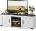 WLIVE Modern Farmhouse TV Stand for TVs up to 65', Entertainment Center with X-Shaped Barn Doors, Large Storage Media TV Console with Adjustable Shelves & Cable Holes for Living Room, White