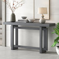 Merax 60 in Gray Console Table, Entryway Wood Minimalism Industrial Style Sofa Side Display for Entry Way, Hallway, Couch, Living Room, Foyer