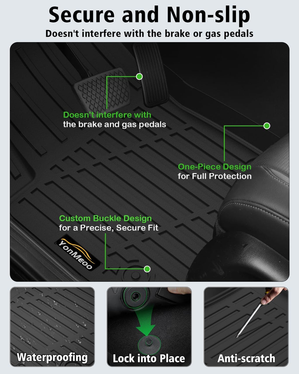 Floor Mats Custom for GMC Terrain 2018-2024 Trunk Mat with Backrest Mat All Weather TPE Full Set Liners Cargo Protector & Door Sill Guards for Terrain Accessories, Black
