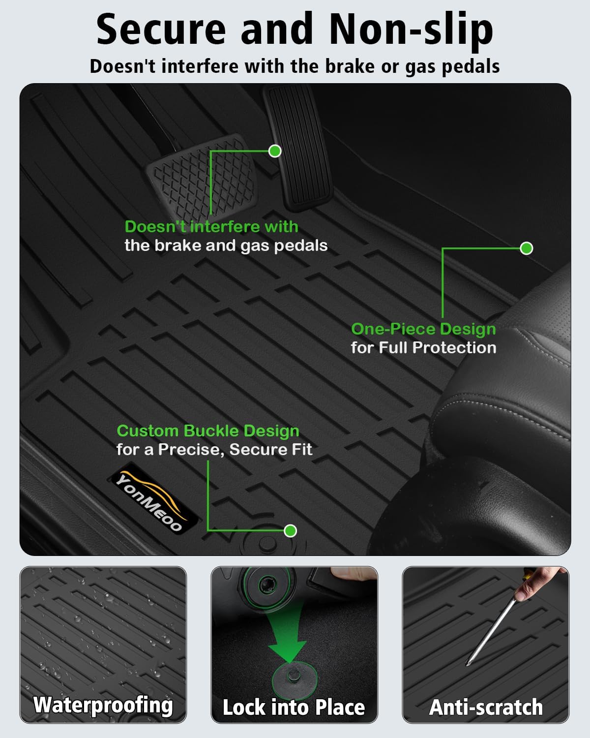 Floor Mats Custom for GMC Terrain 2018-2024 Trunk Mat with Backrest Mat All Weather TPE Full Set Liners Cargo Protector & Door Sill Guards for Terrain Accessories, Black