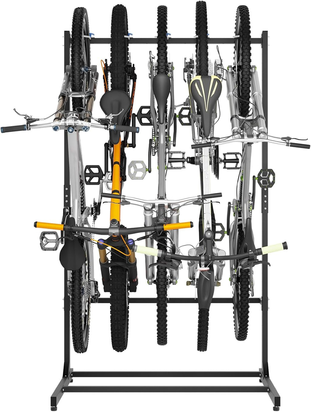 Freestanding Bike Rack with Caster Vertical Bike Storage Stand for Garage Indoor Bicycle Organizer Holds Up to 5 Bikes