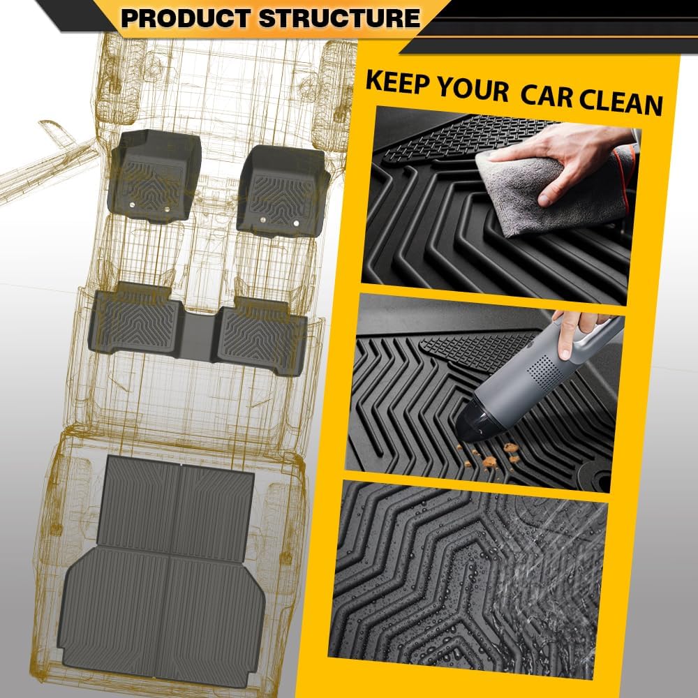 Floor Mats & Cargo Liners Fit Buick Envision 2021 2022 2023 All Weather Protection TPE Floor Liners 1st & 2nd Row Black, alfombras para carro