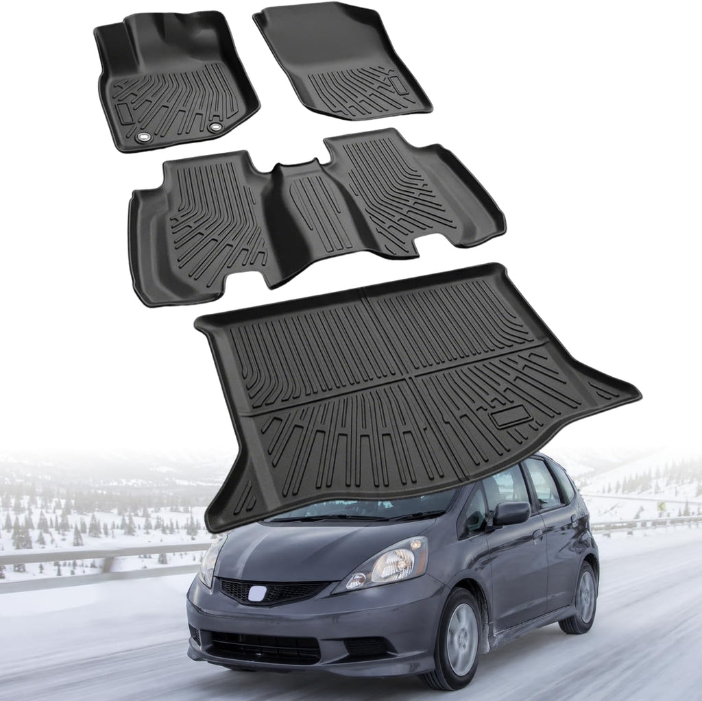 Floor Mats Compatible with Honda Fit 2009-2013 (Not for Manual Transmission),All Weather Protection Duarble TPE Cargo Liner Accessories Compatible with Honda Fit 2009-2013