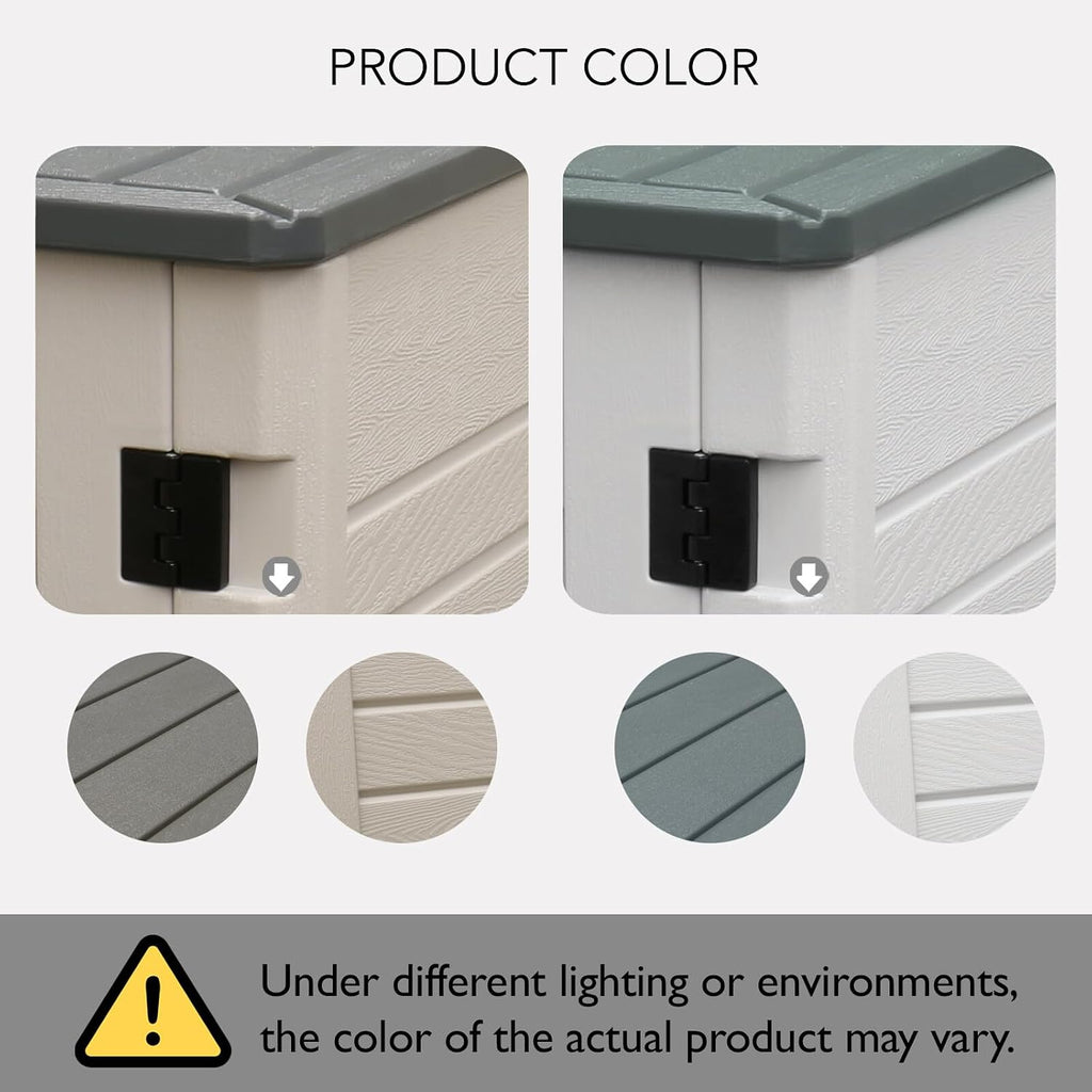 AJP Distributors 4ft x 2.5ft 35 cuft Outdoor Storage Shed, Waterproof Resin Horizontal Storage Box w/Lid & Lockable Doors for Backyard Garden Patio Pool - Bike Cushion Garbage Can Tools Lawn Mower
