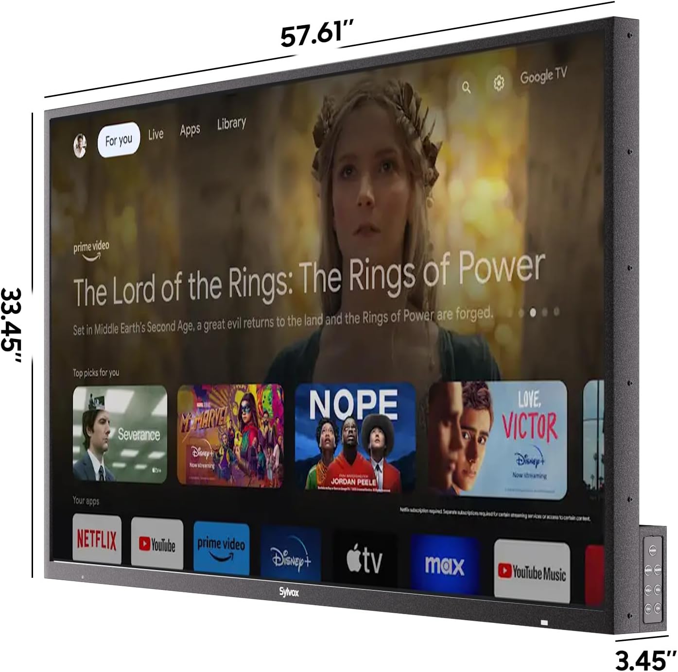 SYLVOX Outdoor TV with Wall Mount & Cover, 65 inch Smart QLED TV, 2000 Nit Full Sun, Weatherproof, 4K UHD, IP56 Waterproof, Commercial Grade (2026 Model)