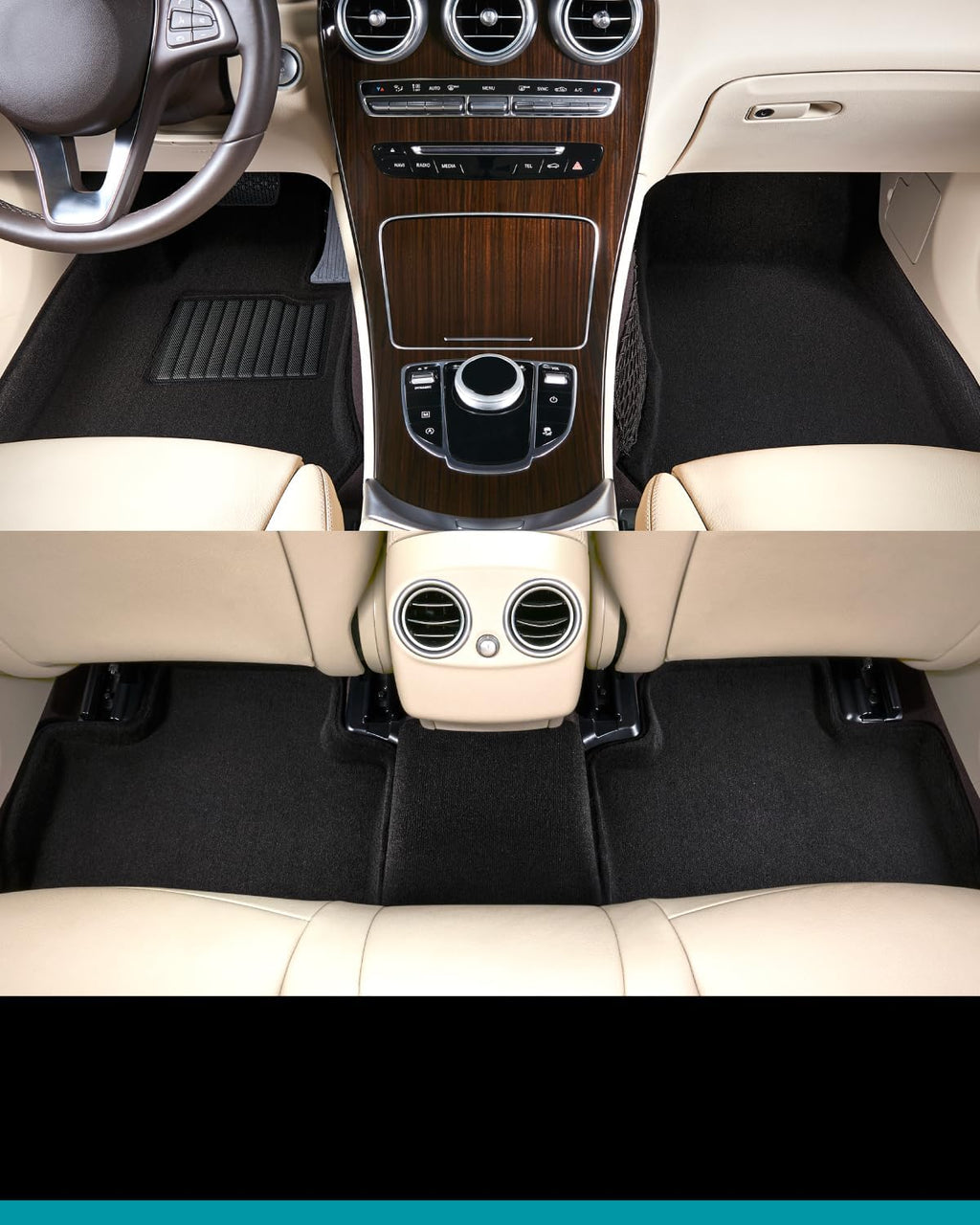 3D MAXpider Custom Fit Elegant Floor Mat (Black) Compatible with Tesla Model Y 5-Seat 2020 - Full Set