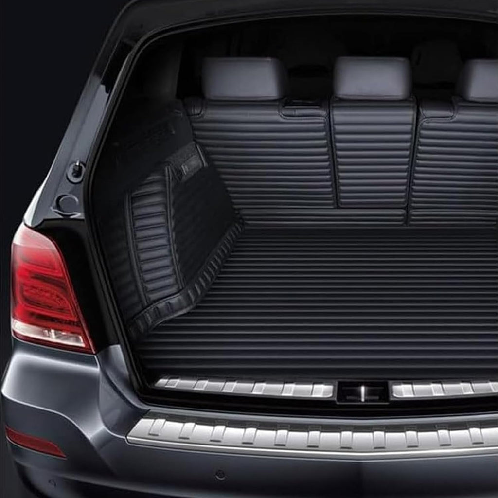 Car Boot Liners Mats Leather for Tesla Model X (5seats) 2016-2026, Rear Trunk Cargo Carpets Protector Cover, Full Coverage Anti-Slip Waterproof Scratch Accessories, C/Black-White