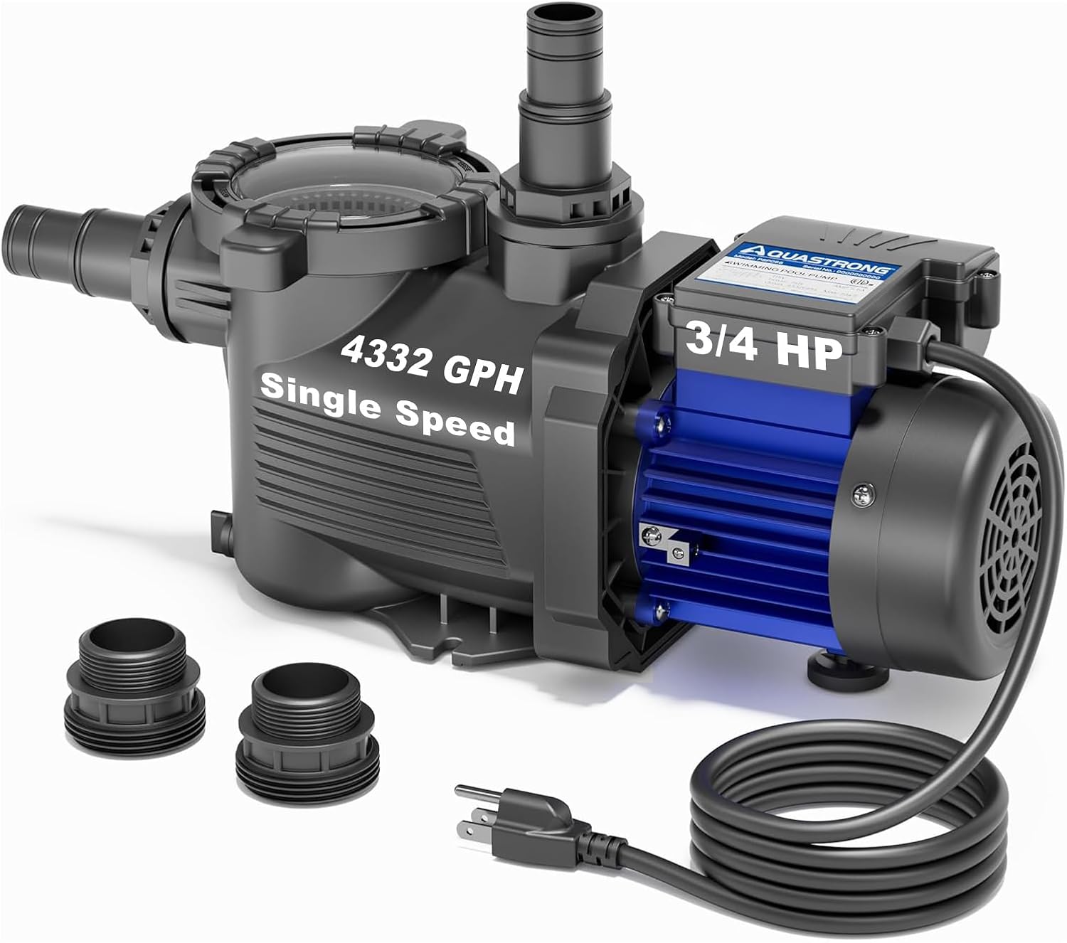 AQUASTRONG Above Ground Pool Pump High Flow Self Priming Swimming Pool Pumps with Filter Basket,Deep Black