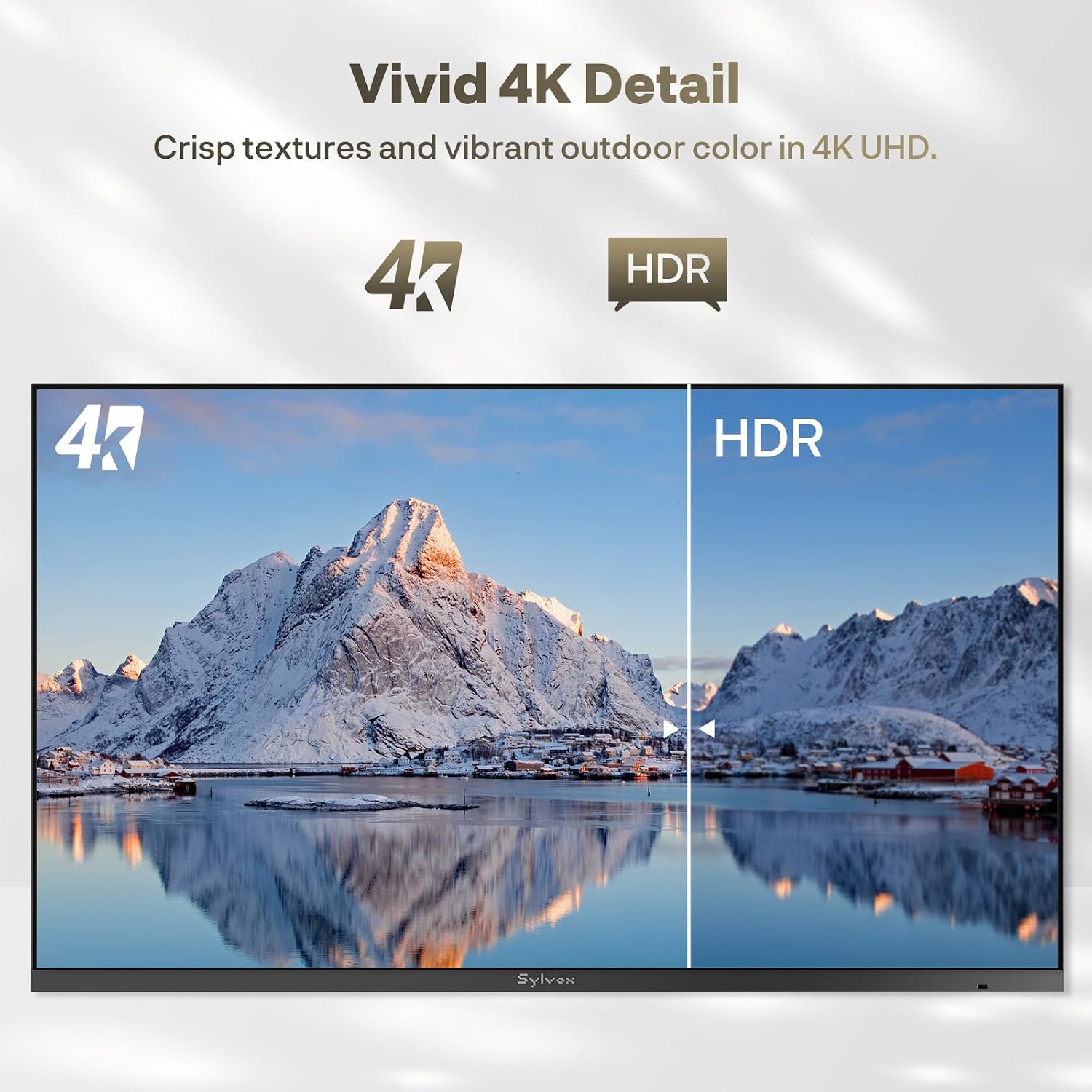 SYLVOX Outdoor TV with Wall Mount & Soundbar, 75' Full Sun TV 2000 Nits, Ultra-Narrow Bezel, 4K Smart Television, IP56 Waterproof, Dual Speakers, for Poolside, Yard, Business (Frameless Pro Series)