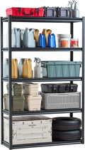VEVOR Storage Shelves, 3000 lbs, 5 Tier Garage Storage Shelving, 18' D x 48' W x 78' H Adjustable Metal Shelves for Garage Shelves Utility Rack Shelf, Ideal for Kitchen, Warehouse, Basement, Black