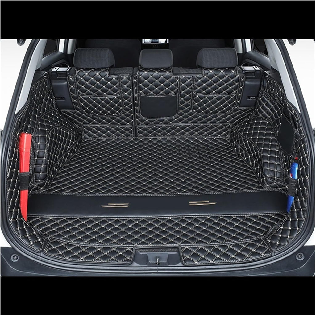 Leather Car Trunk Mats，Compatible with Toyota RAV4 RAV 4 XA50 （2019-2023） Anti-Dirty Protector Tray Cargo Liner Accessories Styling(Black Beige)
