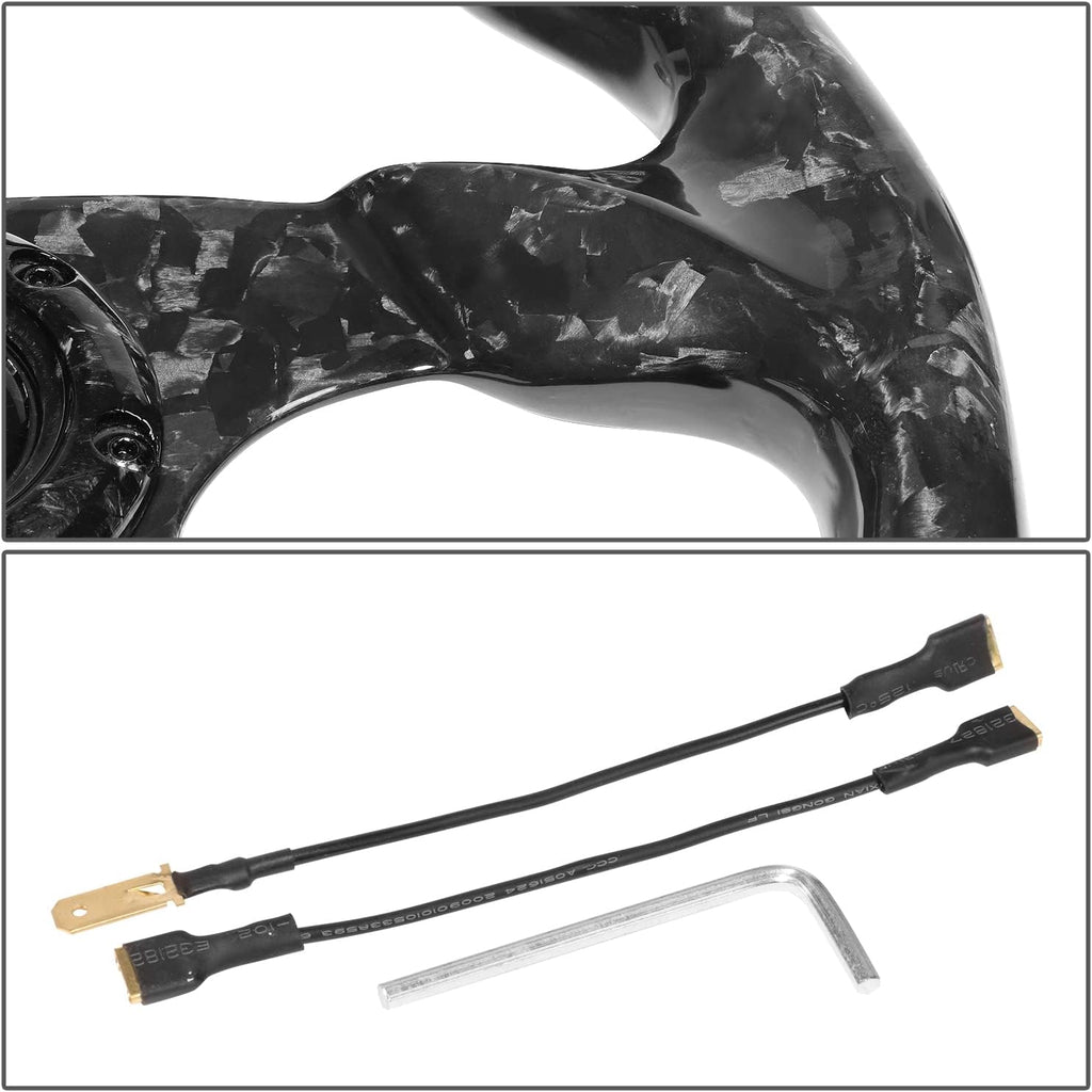 NRG Innovations NRG-ST-009FC-BK Carbon Fiber Steering Wheel Shinny Black Forged 320mm, 3 Spoke Flat Bottom Wheel