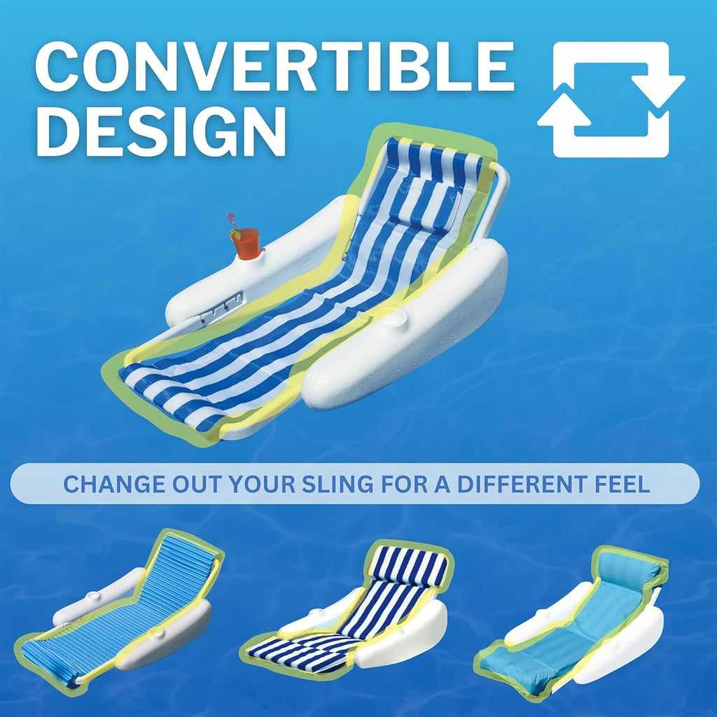 SWIMLINE ORIGINAL 10000M Sunchaser Sling Style Floating Lounge Chair Pool Float | Molded Frame & Pontoon Design | Pool Floats Adult | Pool Lounger | Pool Accessories | Pool Chairs and Lounges