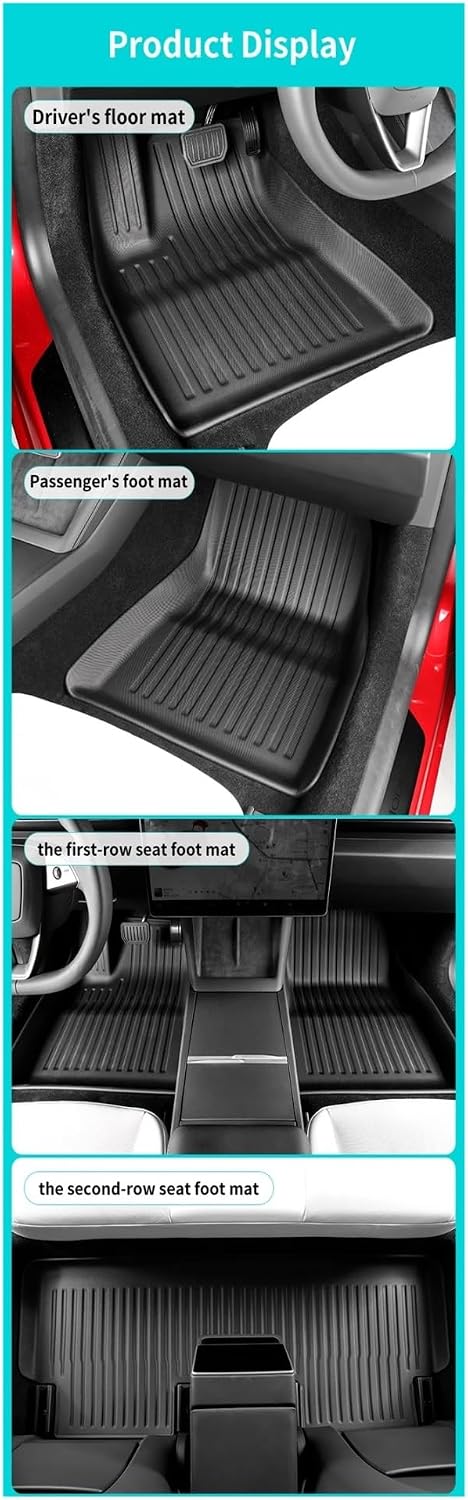 Compatible with Tesla Model 3 Highland 2024 TPE 3D Car Floor Mats Cargo Liner Trunk Pad Waterproof Protective Accessories(24MODEL3 LHD 3PCS)