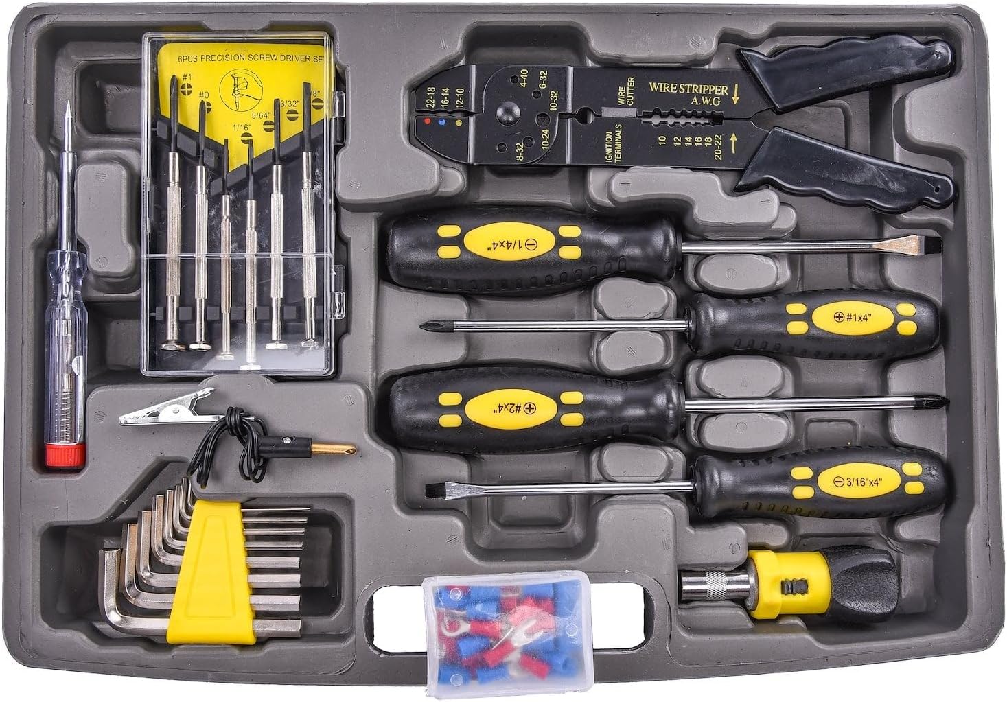 JEGS 99-Piece Tool Set with Carry Case - Pliers, Socket Screwdriver, Wrench, Hex Key, Electrical Repair Kit