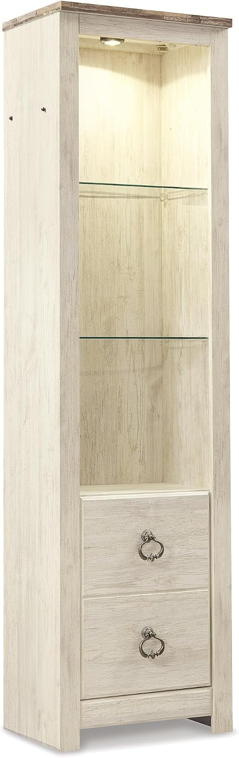 Signature Design by Ashley Willowton Farmhouse 3-Piece Entertainment Center for TVs up to 73' with LED Lighting, Whitewash
