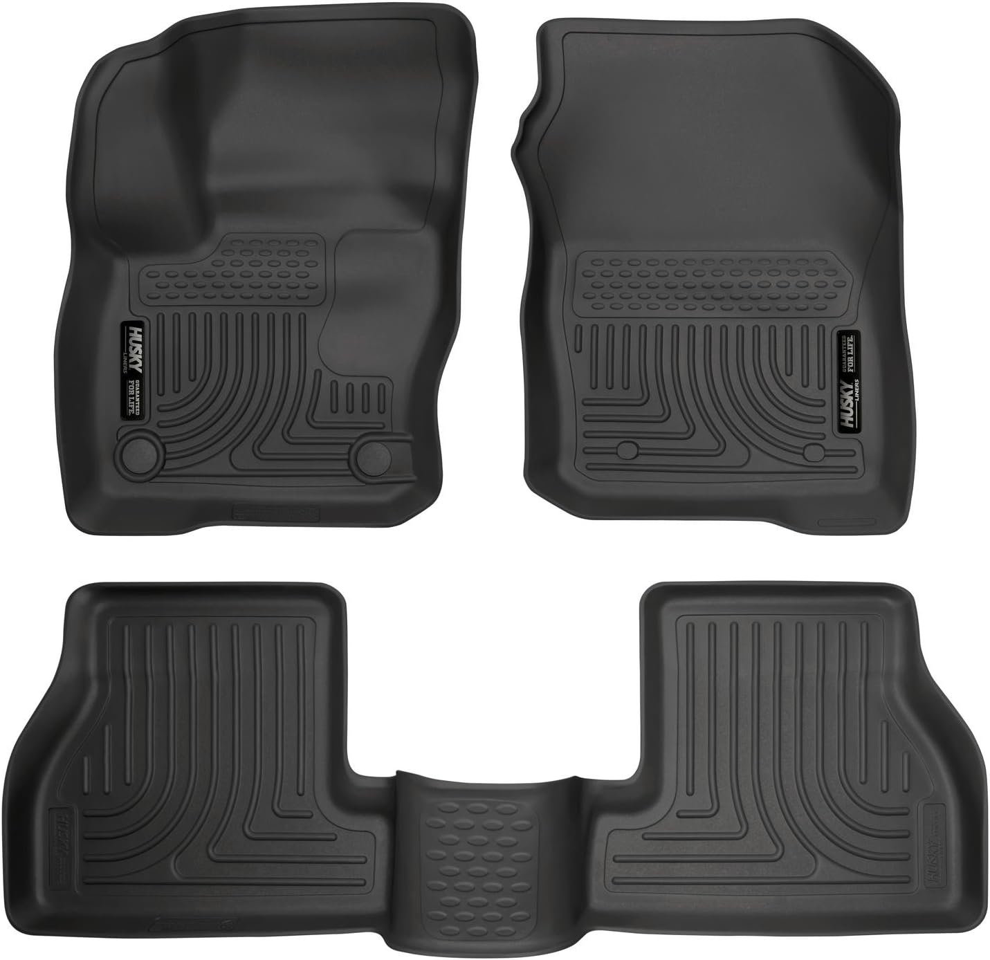 Husky Liners Weatherbeater Floor Mats | Fits 2016-2018 Ford Focus | Front & 2nd Row, 3-pc Black - 99771