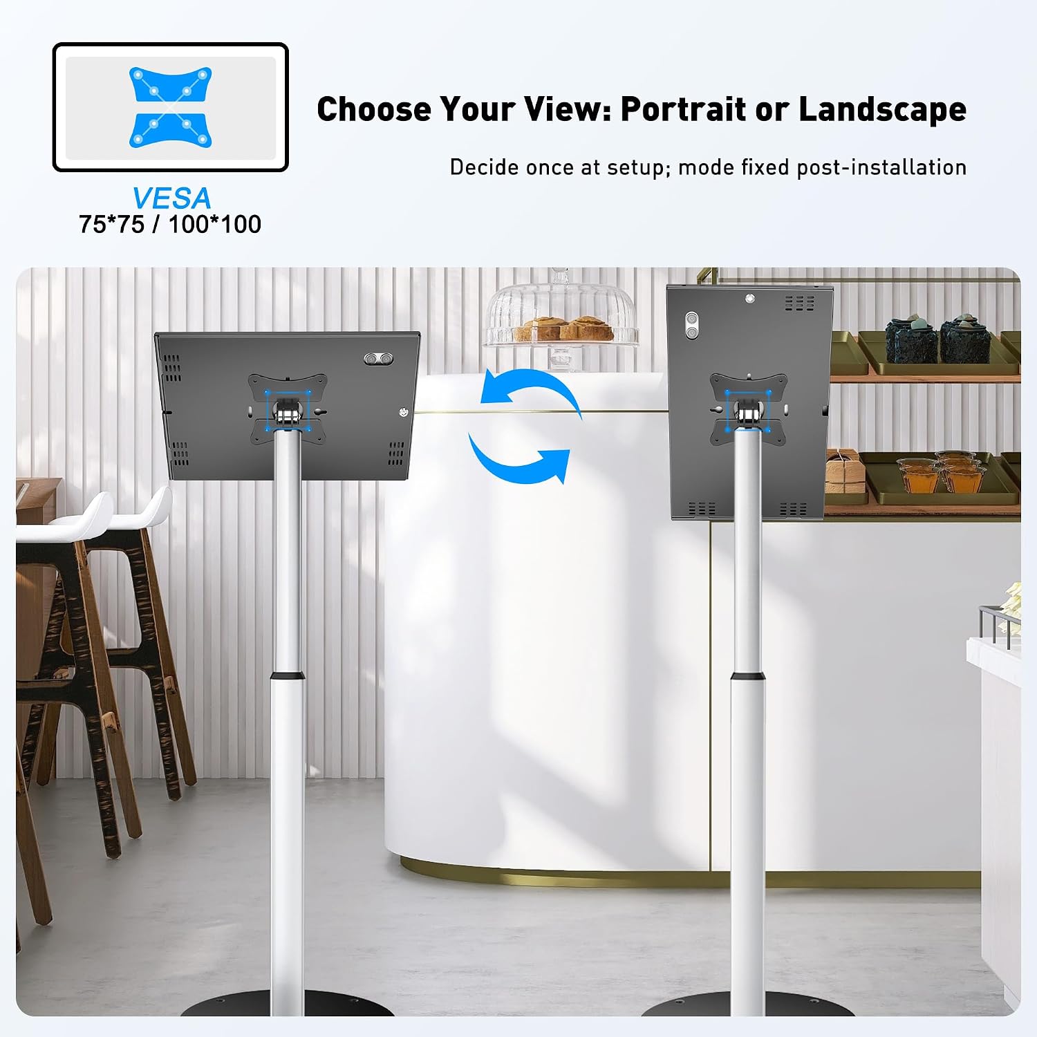 AboveTEK Tablet Floor Stand, Anti-Theft Kiosk Stand, Height Adjustable Tablet Stand Floor with Locking System, for 14.6' Samsung Galaxy Tab S8 Ultra, S9 Ultra, S10 Ultra, S11 Ultra, for Retail & POS
