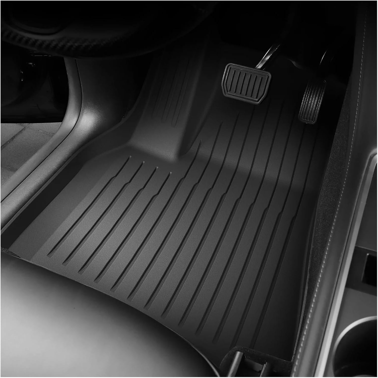 Compatible with Tesla Model Y 2021-2024 TPE 3D Car Floor Mats Cargo Liner Trunk Pad Set Waterproof All Weather Black(RHD 3PCS)