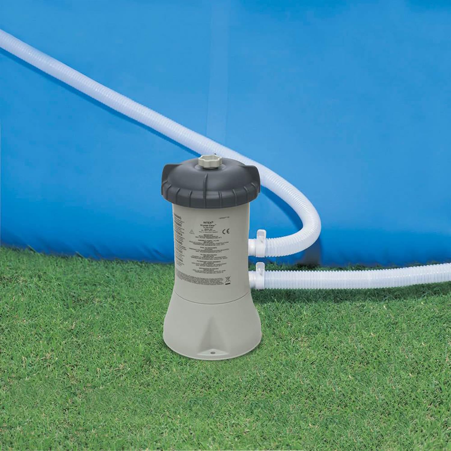 Intex Metal Frame 10' x 30' Above Ground Outdoor Swimming Pool with 330 GPH Filter Pump and Maintenance Kit with Vacuum Skimmer and Adjustable Pole