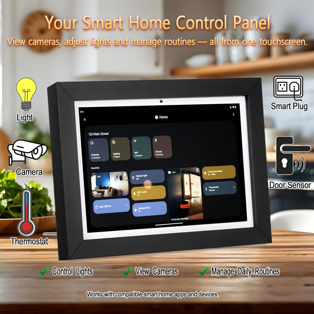 10 Inch Small Smart TV with ATSC Tuner & Touch Screen, 5-in-1 Kitchen TV with Home Control Panel, Video Call, Calendar & Photo Frame Functions, Portable MINI for Bedroom, RV, Camper