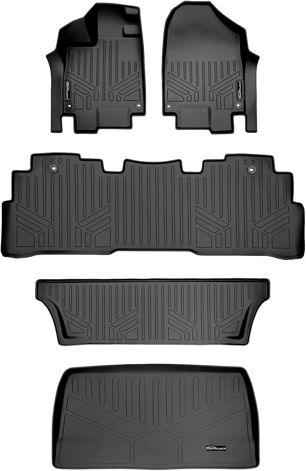 SMARTLINER Custom Fit Floor Mats 3 Rows and Cargo Liner Behind 3rd Row Set Compatible with 2018-2025 Honda Odyssey