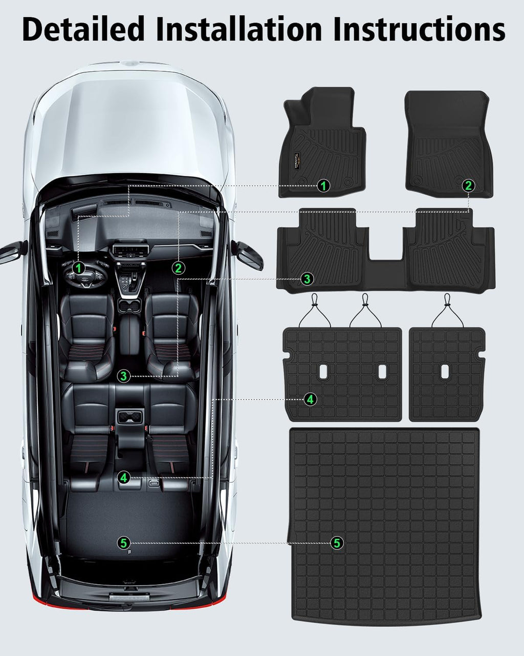 Floor Mats for Mazda CX-50 Hybrid 2025-2026 & Cargo Liners & Backrest Mat All Weather TPE Rubber Trunk Mat Back Seat Protector Full Set for CX50 2025 Plug-in Hybrid Accessories, Black