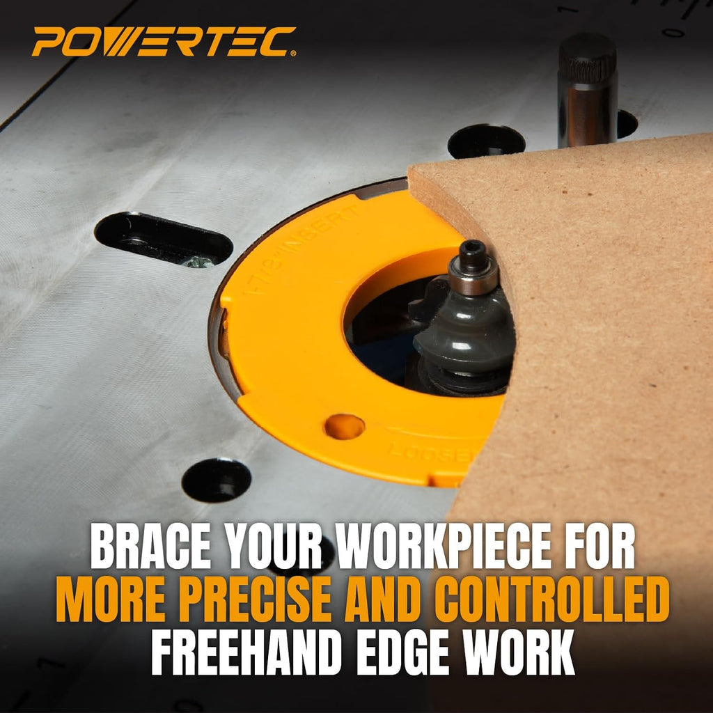 POWERTEC Benchtop Router Table w/Metal Stand and Adjustable Fence Set – 24' x 16' Laminated MDF Top, Aluminum Insert Plate, 2-1/2' Dust Port, Fence Stop, Featherboard and More Accessories (71963)