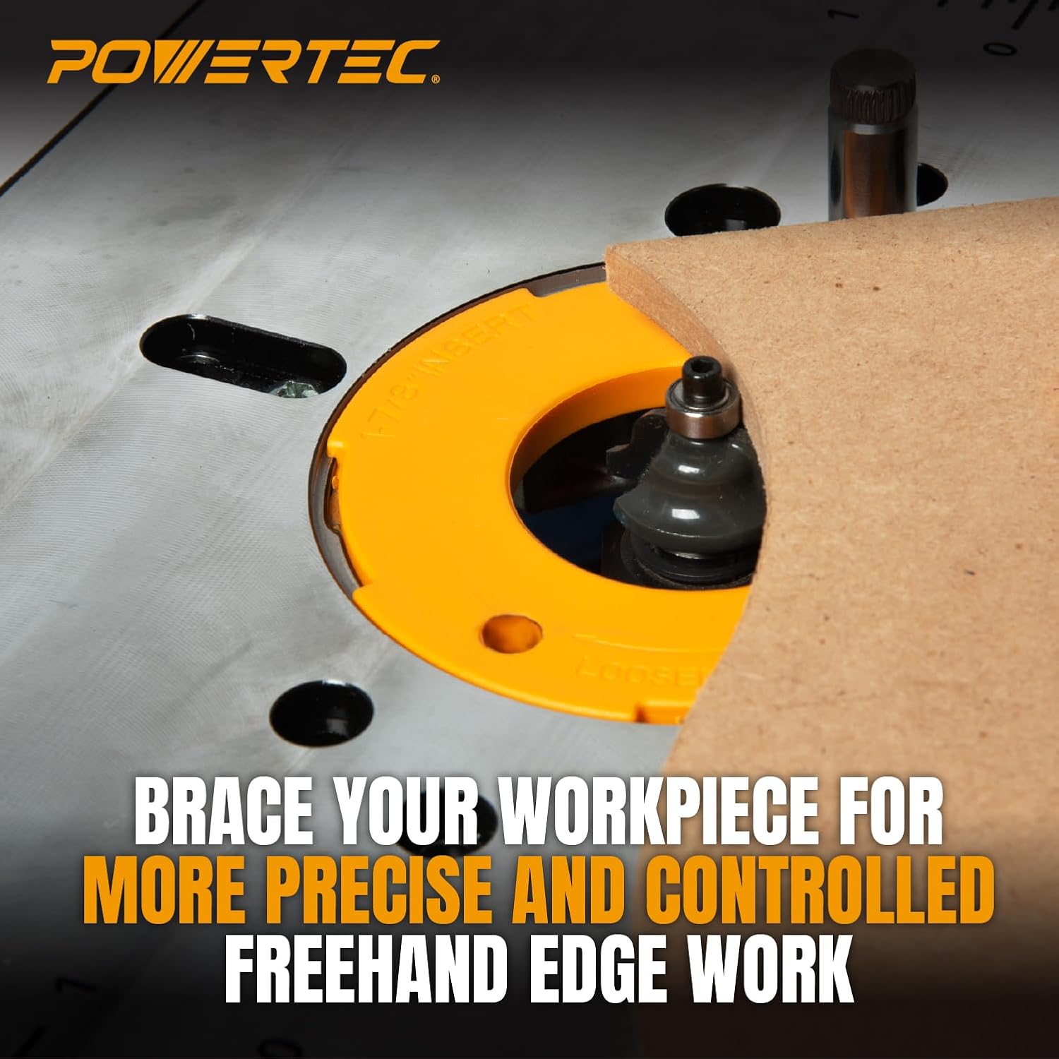 POWERTEC Benchtop Router Table w/Metal Stand and Adjustable Fence Set – 24' x 16' Laminated MDF Top, Aluminum Insert Plate, 2-1/2' Dust Port, Fence Stop, Featherboard and More Accessories (71963)