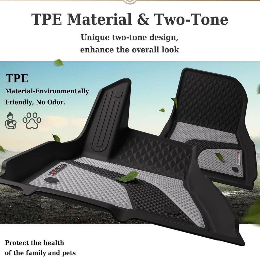Coverado Floor Mats for 2024 2025 Tesla Model 3, Custom Fit All Weather TPE Cargo Liner Floor Mats Full Set, Waterproof Car Mats Trunk Floor Mat Tesla Model 3 Accessories,Front & Rear