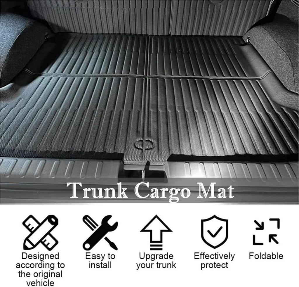 All Weather XPE Floor Mat Cargo Liner for Hyundai Ioniq 5 2021-2024 Rear Tray Trunk Back Seat Cover LHD(Black,Slide)