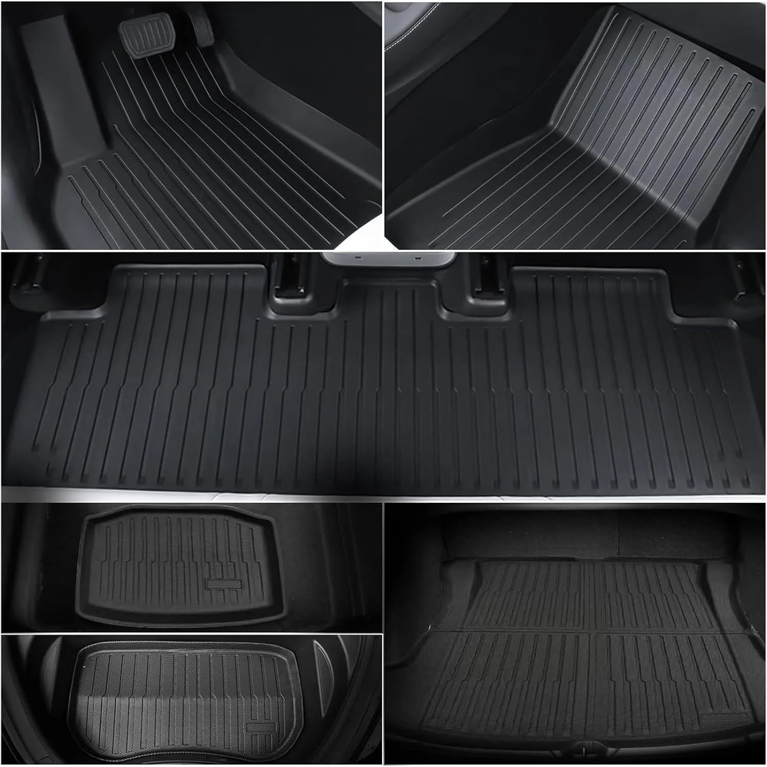 Compatible with Tesla Model 3 2023-2021 All-Weather XPE Floor Mats, LHD 3D Durable Waterproof Non-Slip Cargo Liners Trunk Mat Protection(3PCS Trunk Mats)