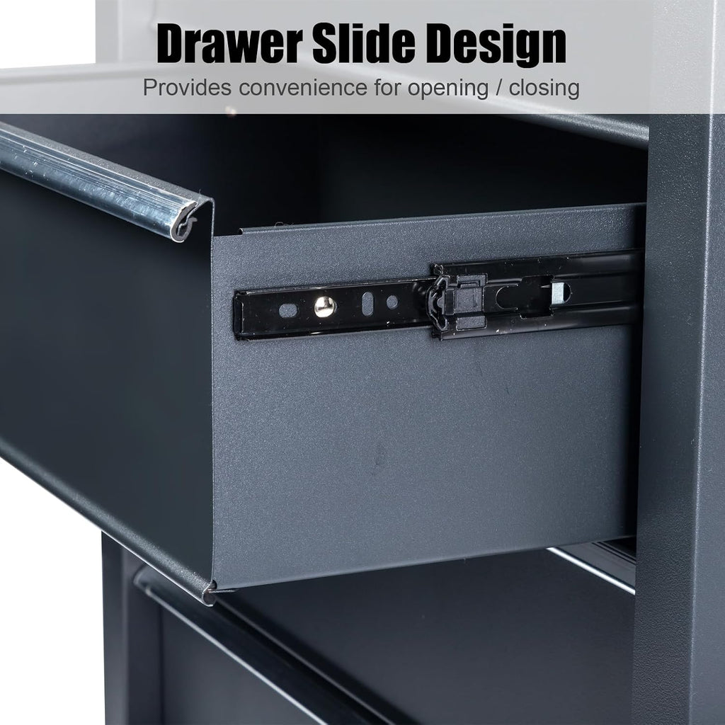 Metal Rolling Tool Box Organizer | Lockable Tool Chest with Wheels | Toolbox with 4 Sliding Drawers | Tool Storage Box Organizer for Garage Home Workshop & Tool Room