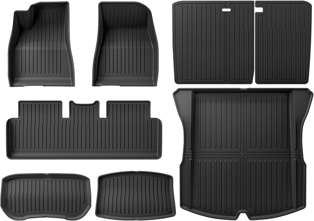 Floor Mats Fit for Tesla Model 3 Highland 2025 2024, Custom Fit All-Weather Cargo Liner Full Cover Car Mats with Front Rear Cargo Mat Trunk Floor Mat Interior Accessories